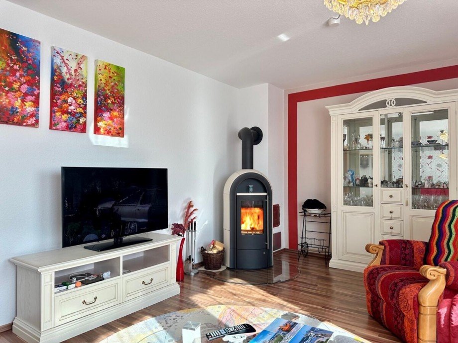 Wohnzimmer mit Kamin Einfamilienhaus Torgelow