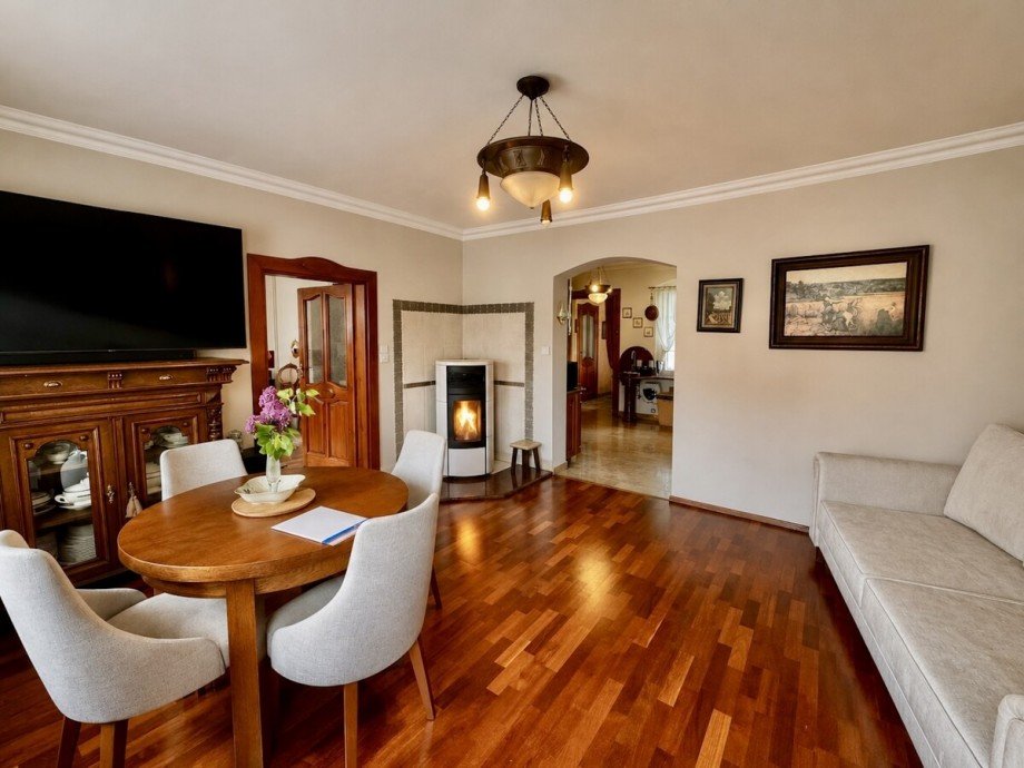 Wohzimmer mit Kamin Einfamilienhaus Blankensee