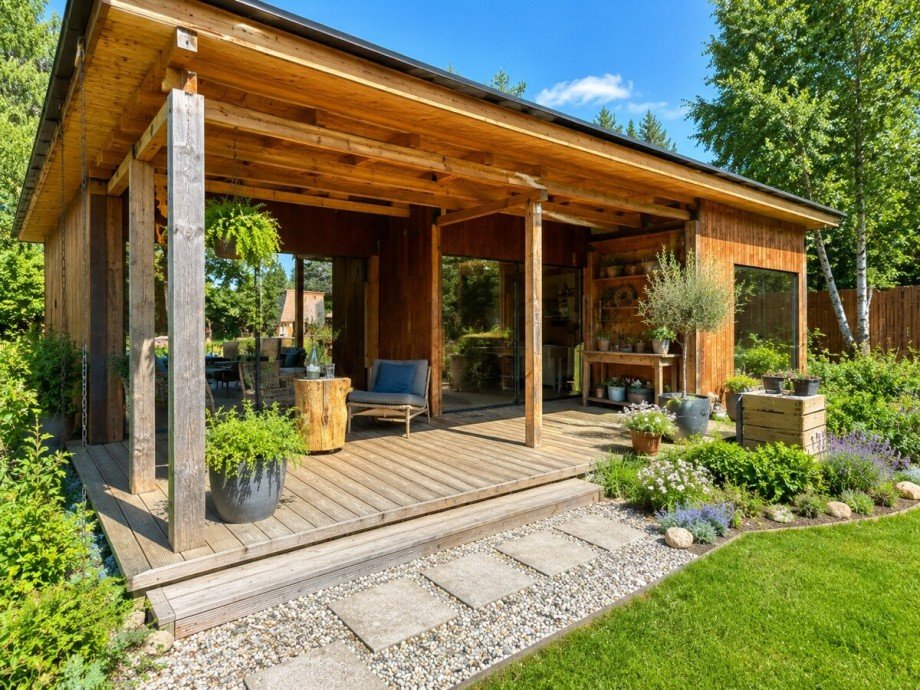 KI Terrasse Gestaltungsvorschlag Ferienhaus Ahlbeck / Gegensee