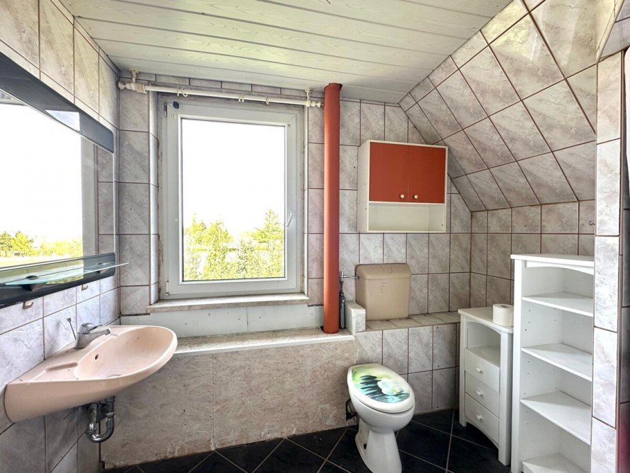 Badezimmer mit Eckdusche Einfamilienhaus Strasburg / Gehren