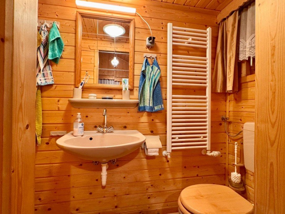 Bad - WC + Waschbecken, nichts f�r Warmduscher ;) Ferienhaus Wokuhl-Dabelow / Carolinenhof