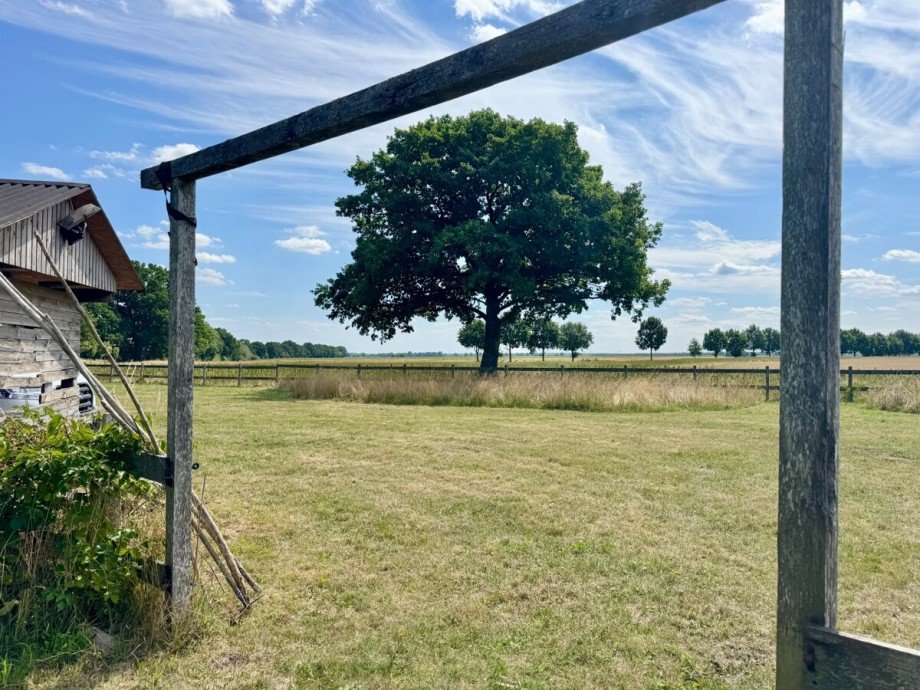 Blick �ber das Grundst�ck Bauernhaus Iven